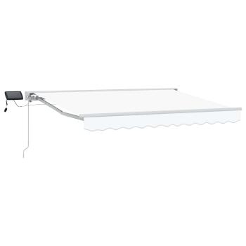 Manueller Markisenrahmen mit LEDs Weiß 3 x 2,5 m
