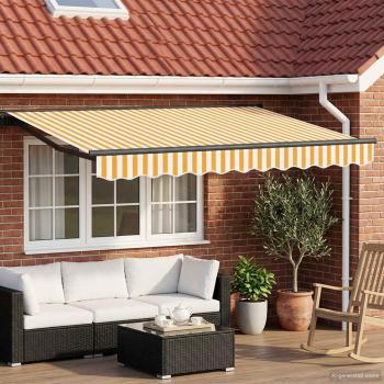 ARDEBO.de - Manueller Markisenrahmen mit LEDs 3,5 x 2 m