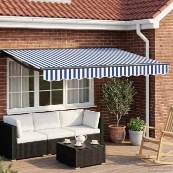 ARDEBO.de - Elektrische ausziehbare Markise Blau, Weiß, Anthrazit 3 x 2,5 m
