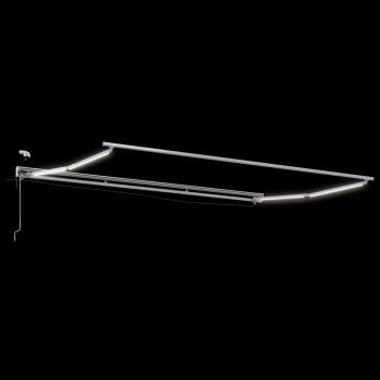Elektrische Markisenrahmen mit LEDs Weiß 4 × 3,5 m Aluminium