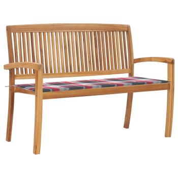 ARDEBO.de - Stapelbare Gartenbank mit Auflage 128,5 cm Massivholz Teak