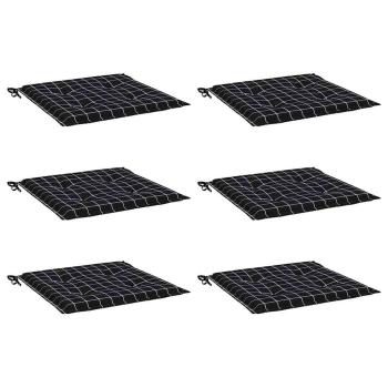 Gartenstuhl-Kissen 6 Stk. Schwarz Karomuster 40x40x3 cm Stoff