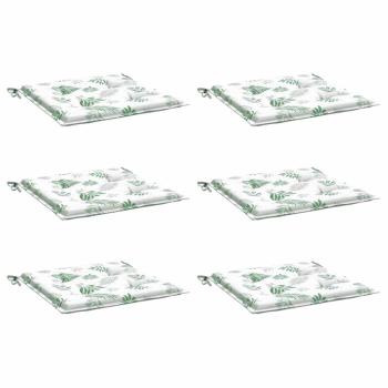 Stuhlkissen 6 Stk. Blattmuster 40x40x3 cm Stoff