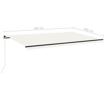 Markise Manuell Einziehbar mit LED 500x350 cm Creme