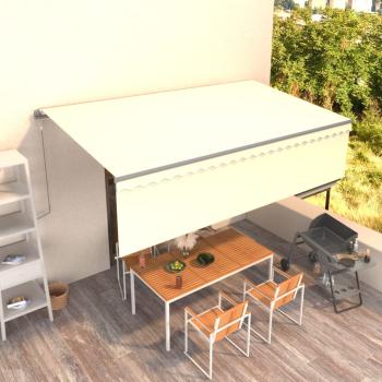 ARDEBO.de - Markise Automatisch Einziehbar mit Volant 5x3 m Creme