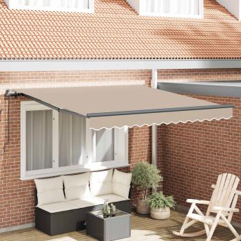 ARDEBO.de - Ausziehbare Markise Beige 300 x 250 cm Polyester und Aluminium