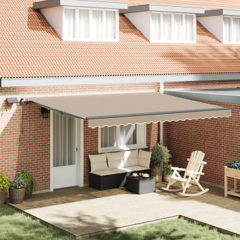 Einziehbare Markise Beige 450 x 300 cm Stoff