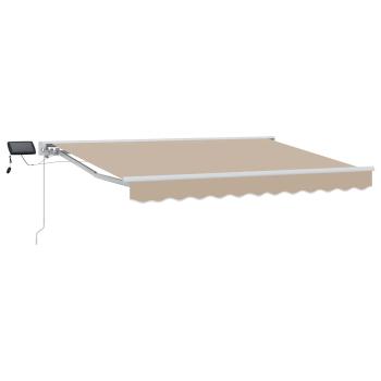 Manueller Markisenrahmen mit LEDs Beige und Weiß 3 x 2,5 m
