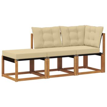 3 stk. Ecksofa-Einheiten für draußen Natur und Beige