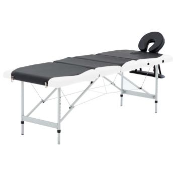 ARDEBO.de - Massageliege Klappbar 4-Zonen Aluminiumgestell Schwarz und Weiß