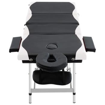 Massageliege Klappbar 4-Zonen Aluminiumgestell Schwarz und Weiß