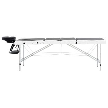Massageliege Klappbar 4-Zonen Aluminiumgestell Schwarz und Weiß
