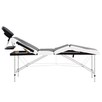 Massageliege Klappbar 4-Zonen Aluminiumgestell Schwarz und Weiß