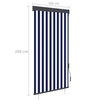 Außenrollo 100 x 250 cm Blau und Weiß