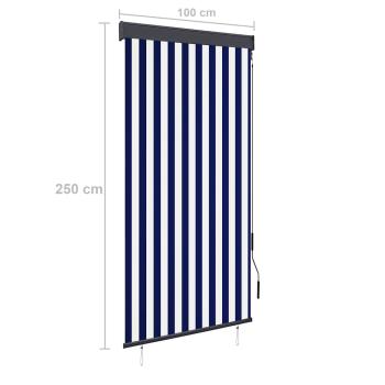 Außenrollo 100 x 250 cm Blau und Weiß