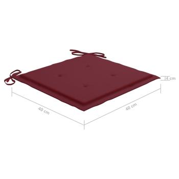 Gartenstühle 2 Stk. mit Weinroten Kissen Teak Massivholz
