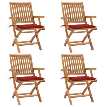 ARDEBO.de - Klappbare Gartenstühle mit Kissen 4 Stk. Massivholz Teak