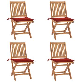 ARDEBO.de - Klappbare Gartenstühle mit Kissen 4 Stk. Massivholz Teak