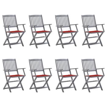 ARDEBO.de - Klappbare Gartenstühle 8 Stk. mit Kissen Massivholz Akazie