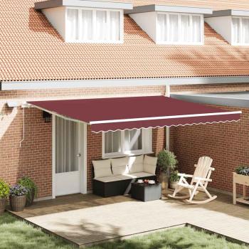 ARDEBO.de - Markise Manuell mit LED Weinrot 450x300 cm