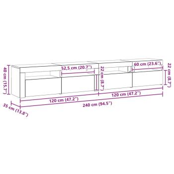 TV-Schrankset 3 pcs Schwarz Eichen-Optik 240 x 35 x 40 cm
