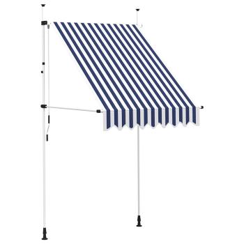 Einziehbare Markise Handbetrieben 150 cm Blau/Weiß Gestreift