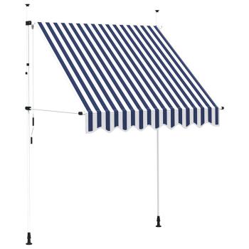 Einziehbare Markise Handbetrieben 200 cm Blau/Weiß Gestreift