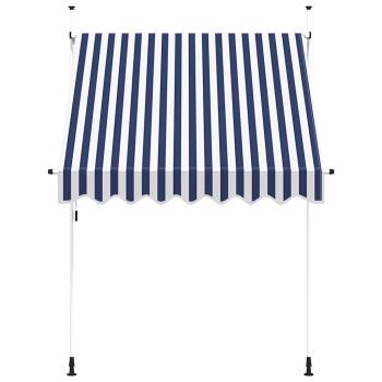 Einziehbare Markise Handbetrieben 200 cm Blau/Weiß Gestreift