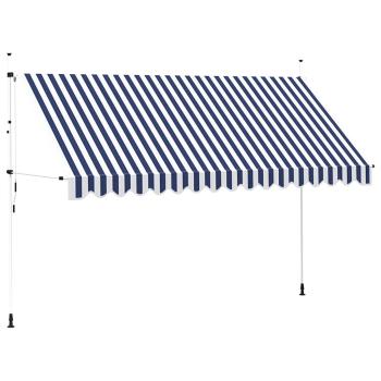Einziehbare Markise Handbetrieben 400 cm Blau/Weiß Gestreift
