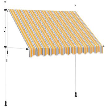 Einziehbare Markise Handbetrieben 250 cm Gelb/Blau Gestreift