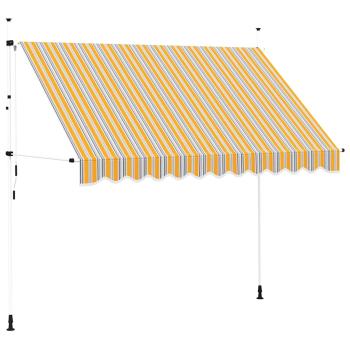 Einziehbare Markise Handbetrieben 300 cm Gelb/Blau Gestreift