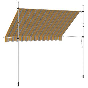 Einziehbare Markise Handbetrieben 300 cm Gelb/Blau Gestreift