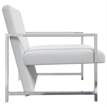 Sessel 2 Stk. Verchromtes Gestell Weiß Kunstleder