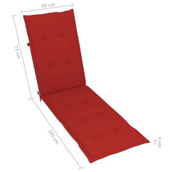 Liegestuhl mit Fußstütze und Auflage Massivholz Akazie
