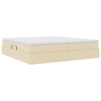 Aufbewahrungsbett mit Matratze Creme 200 x 200 cm Polyester