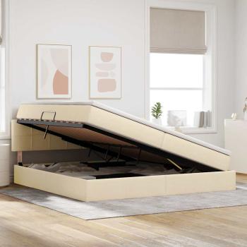 Aufbewahrungsbett mit Matratze Creme 200 x 200 cm Samt