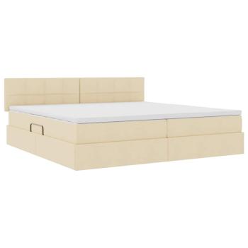 Aufbewahrungsbett mit Matratze Creme 200 x 200 cm Samt