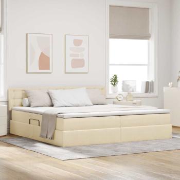 ARDEBO.de - Aufbewahrungsbett mit Matratze Creme 200 x 200 cm Samt