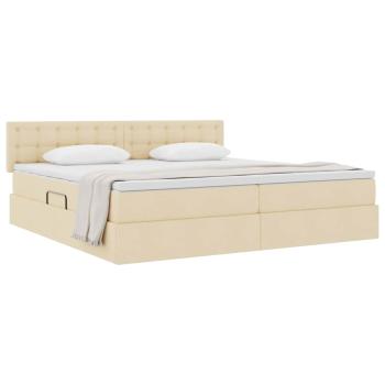Aufbewahrungsbett mit Matratze Creme 200 x 200 cm Samt