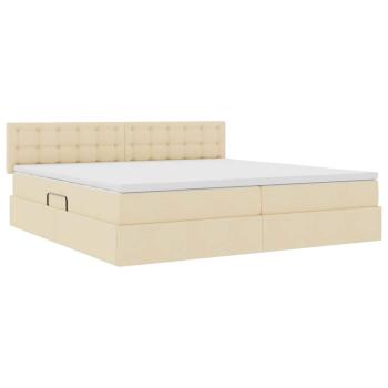 Aufbewahrungsbett mit Matratze Creme 200 x 200 cm Samt
