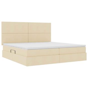 Aufbewahrungsbett mit Matratze Creme 200 x 200 cm Stoff