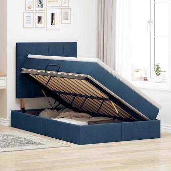 Aufbewahrungsbett mit Matratze Blau 120 x 190 cm Stoff