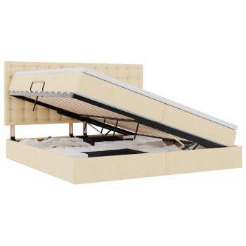 Aufbewahrungsbett mit Matratze Creme 200 x 200 cm Stoff
