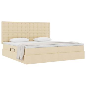 Aufbewahrungsbett mit Matratze Creme 200 x 200 cm Stoff