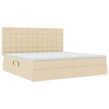 Aufbewahrungsbett mit Matratze Creme 200 x 200 cm Stoff