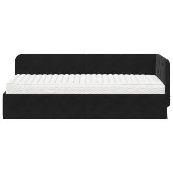 Eckbettgestell Schwarz 80 x 200 cm Samt