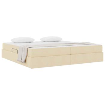 Aufbewahrungsbett mit Matratze Creme 200 x 200 cm Polyester
