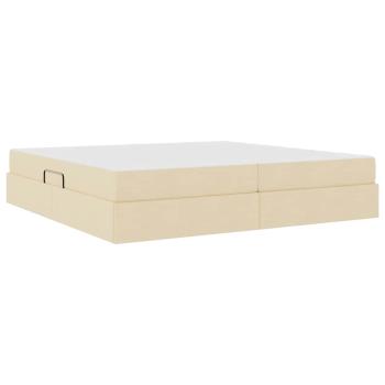 Aufbewahrungsbett mit Matratze Creme 200 x 200 cm Polyester