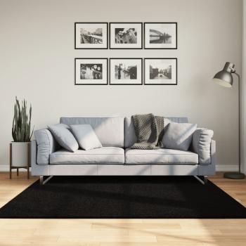 ARDEBO.de - Teppich HUARTE Kurzflor Weich und Waschbar Schwarz 160x160 cm