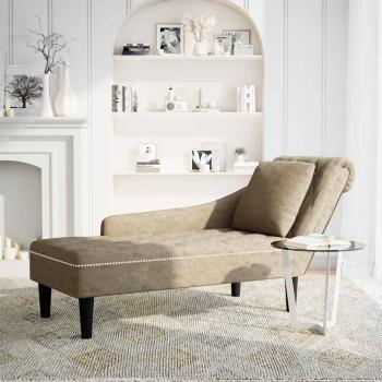 Chaiselongue mit Kissen Rechter Armlehne Hellgrau Kunstleder